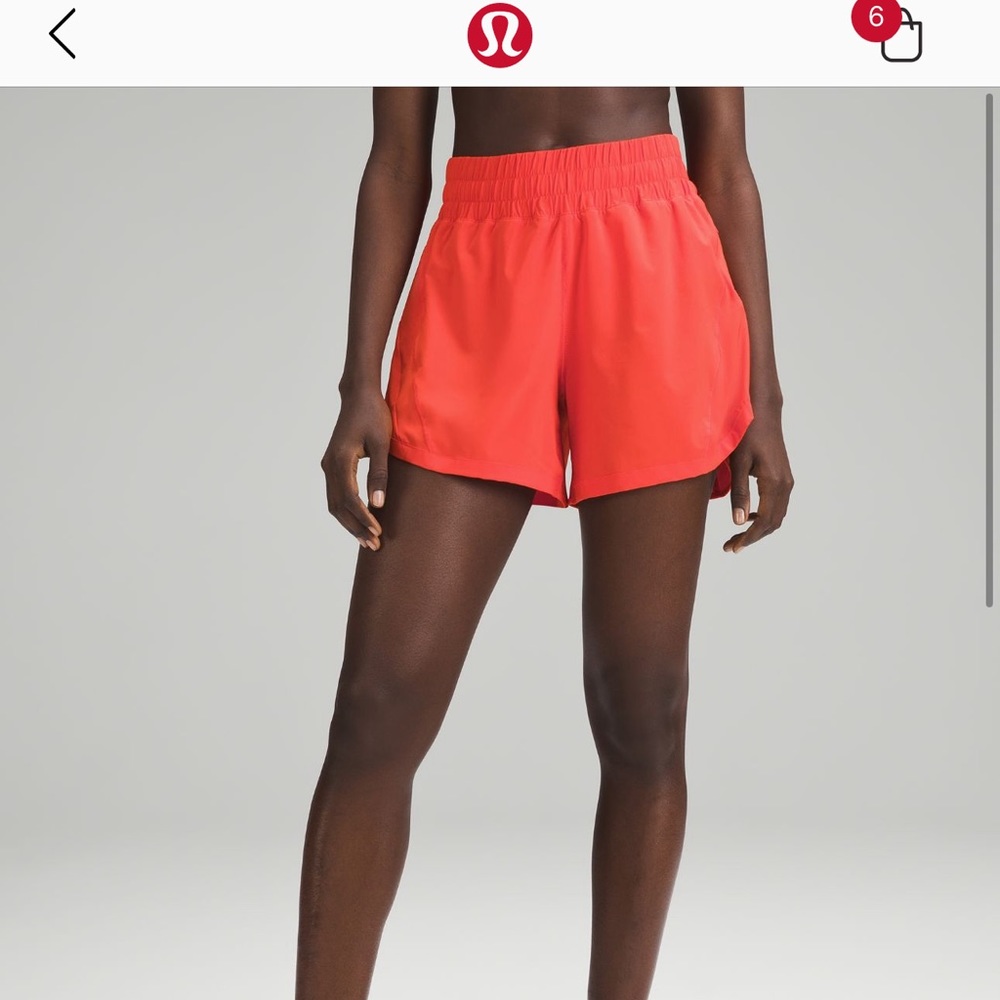 Lululemon Tracker Running Shorts Size 6 - Bright Orange/Red